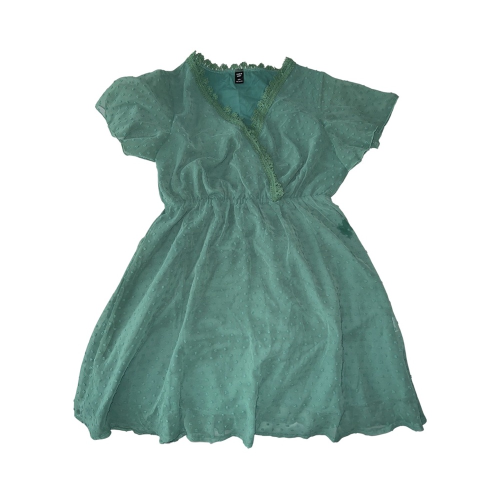 Swiss Dot V Neck Dress